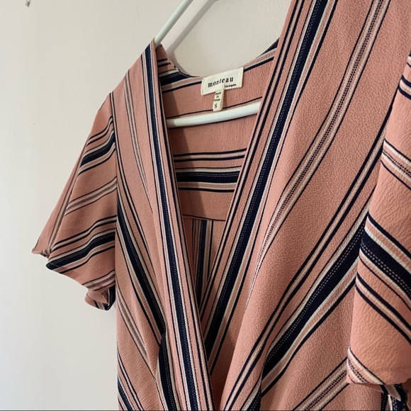 Monteau Pink Stripe Wrap Dress in Small - Picture 8 of 9